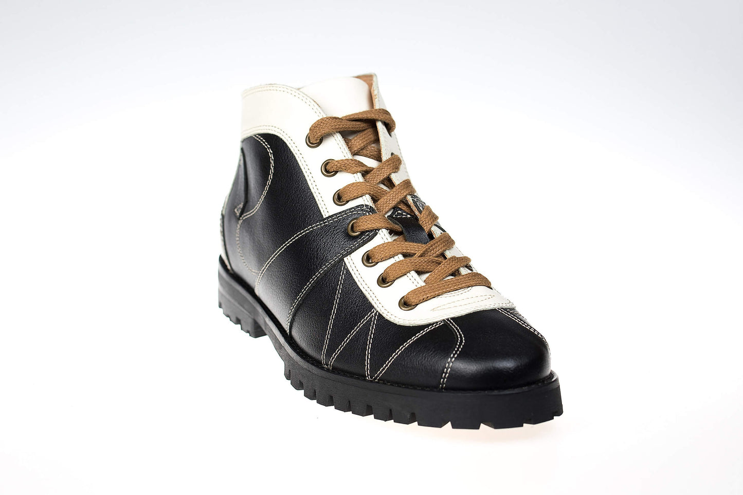 "The HEAVY Kicker" Leder Retro Sneaker - schwarz/creme