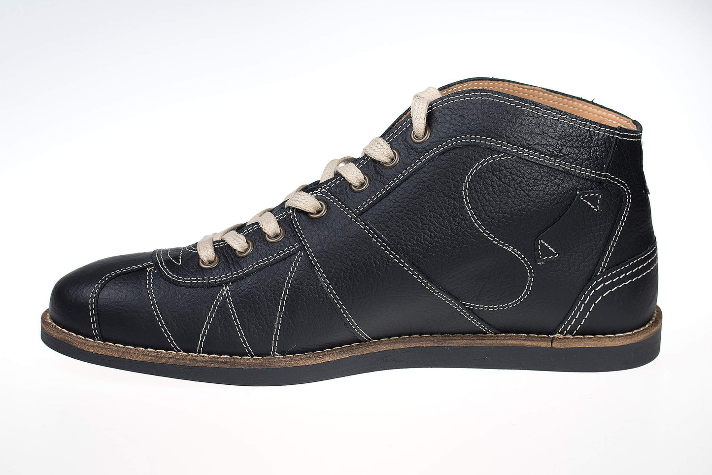 "The Kicker" - Retro Leder Sneaker -schwarz