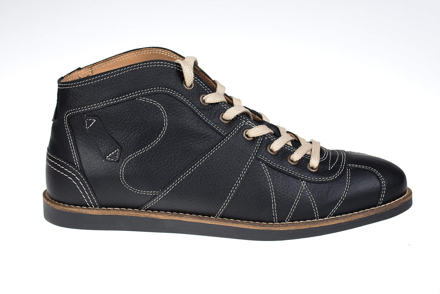 "The Kicker" - Retro Leder Sneaker -schwarz