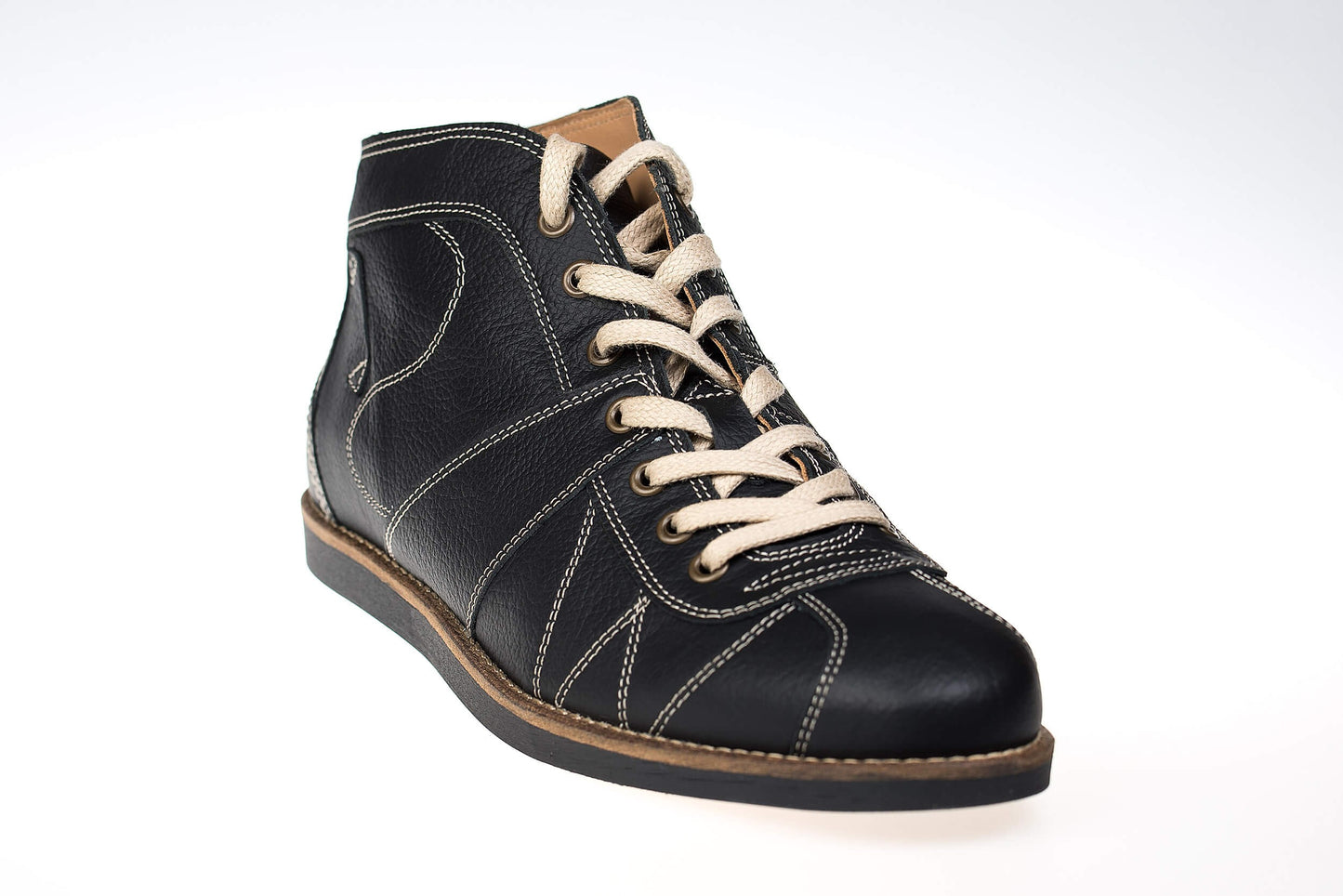 "The Kicker" - Retro Leder Sneaker -schwarz