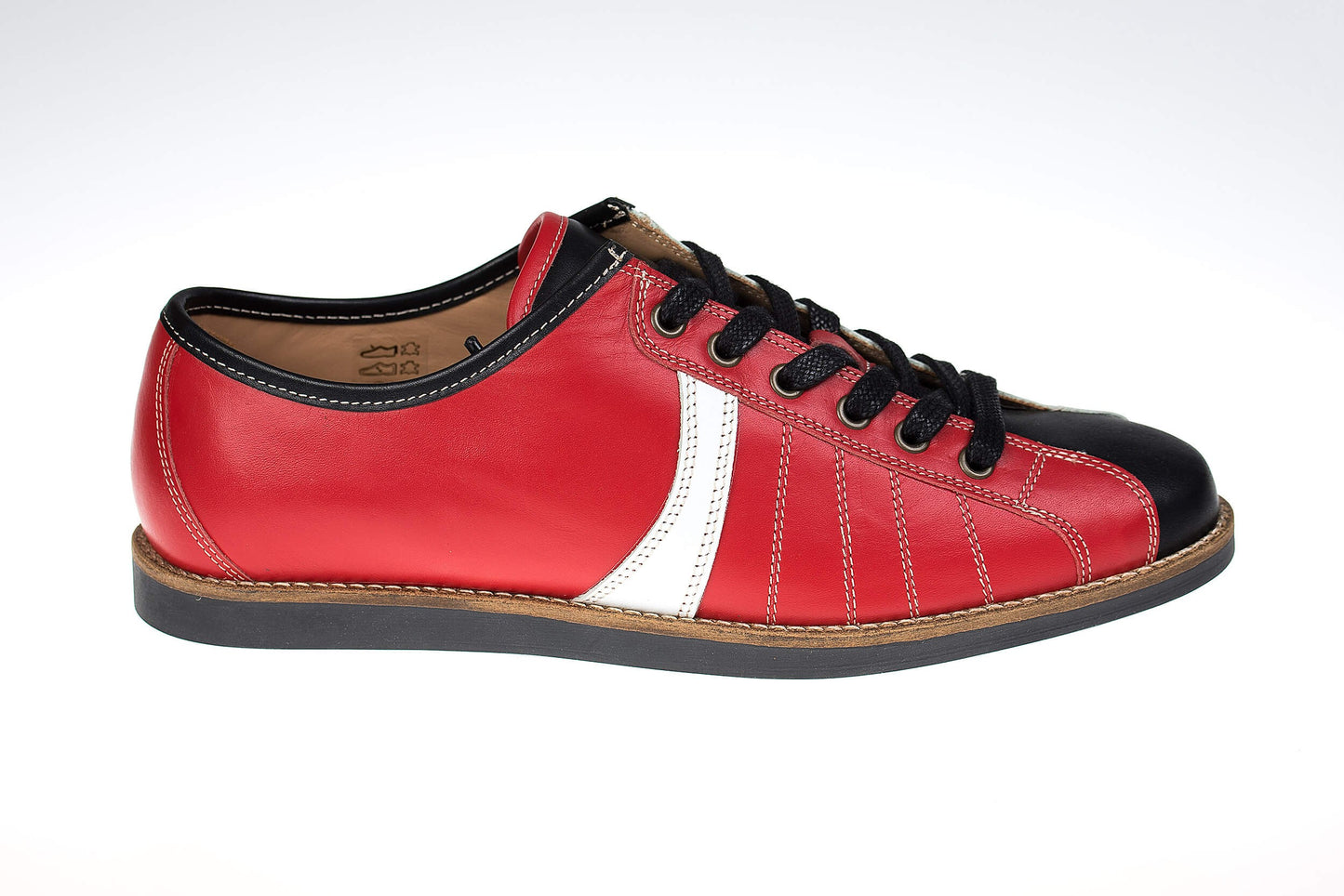 "The Bowler" Twoface Retro Sneaker Leder - rot/weiß/schwarz