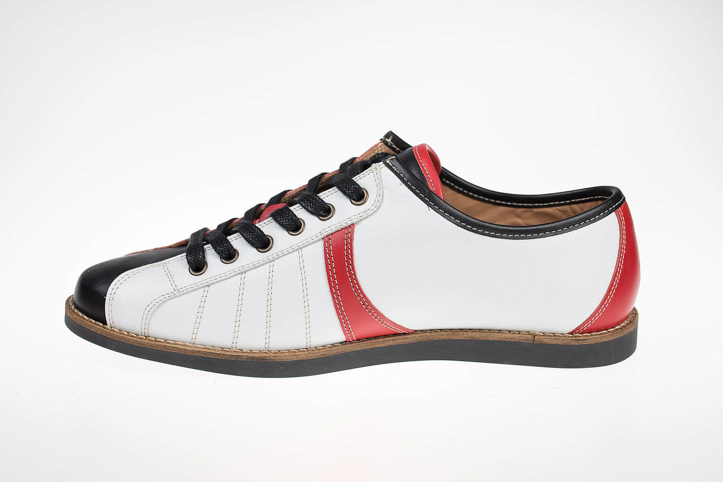 "The Bowler" Twoface Retro Sneaker Leder - rot/weiß/schwarz