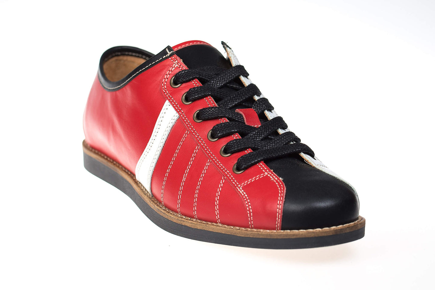 "The Bowler" Twoface Retro Sneaker Leder - rot/weiß/schwarz