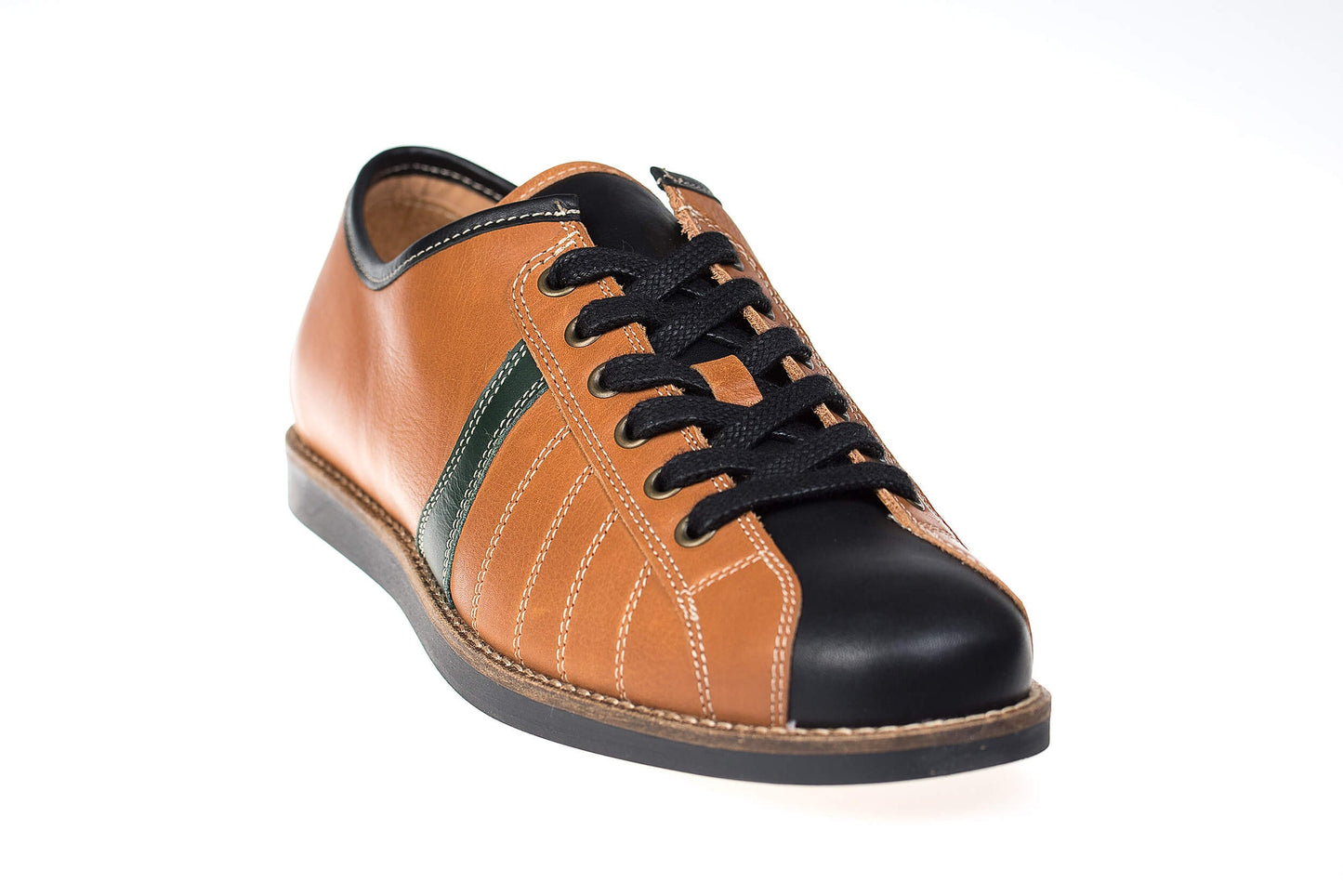 "The Bowler" braun/grün Leder Retro Sneaker