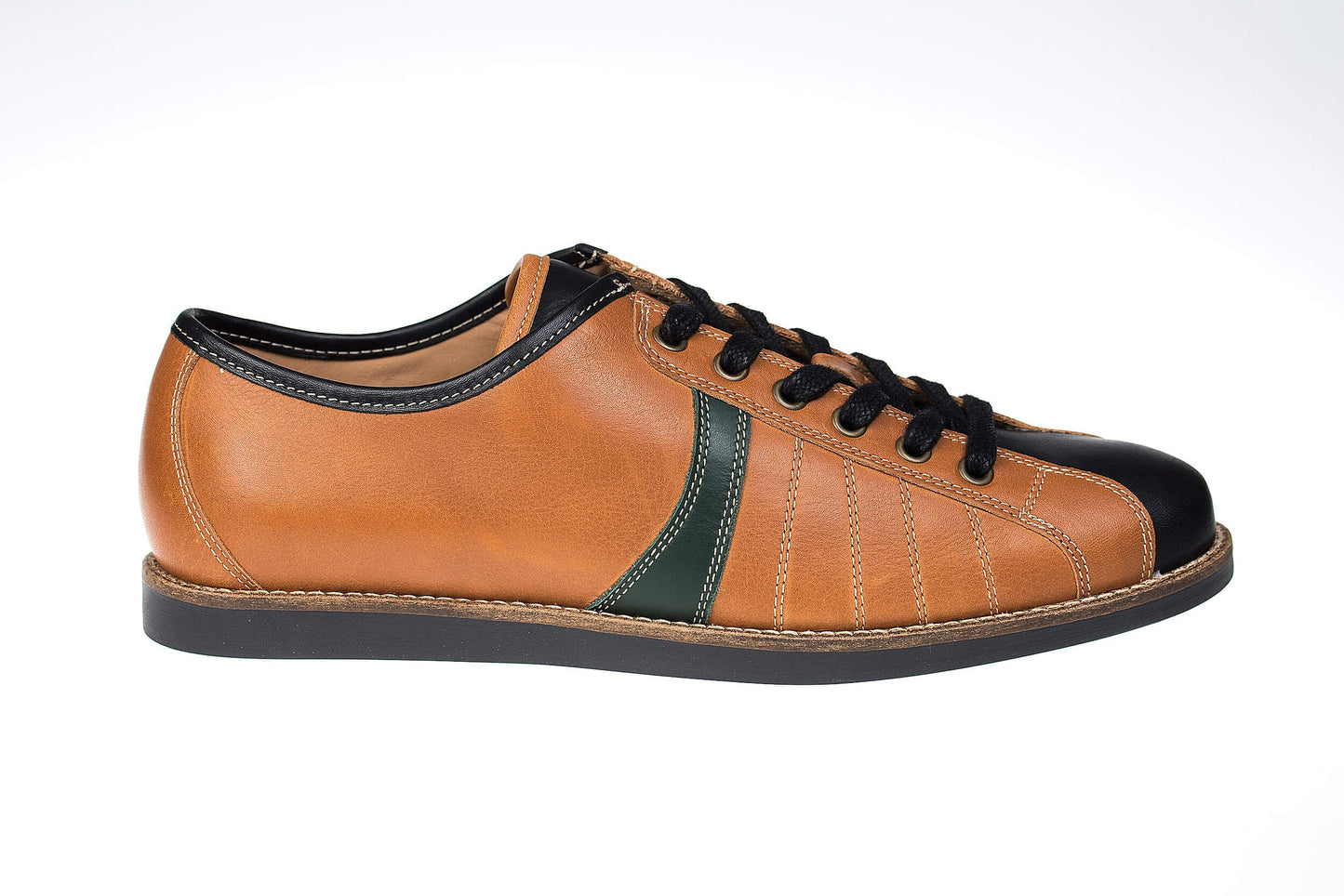 "The Bowler" braun/grün Leder Retro Sneaker