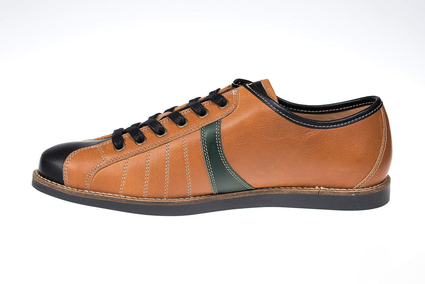 "The Bowler" braun/grün Leder Retro Sneaker