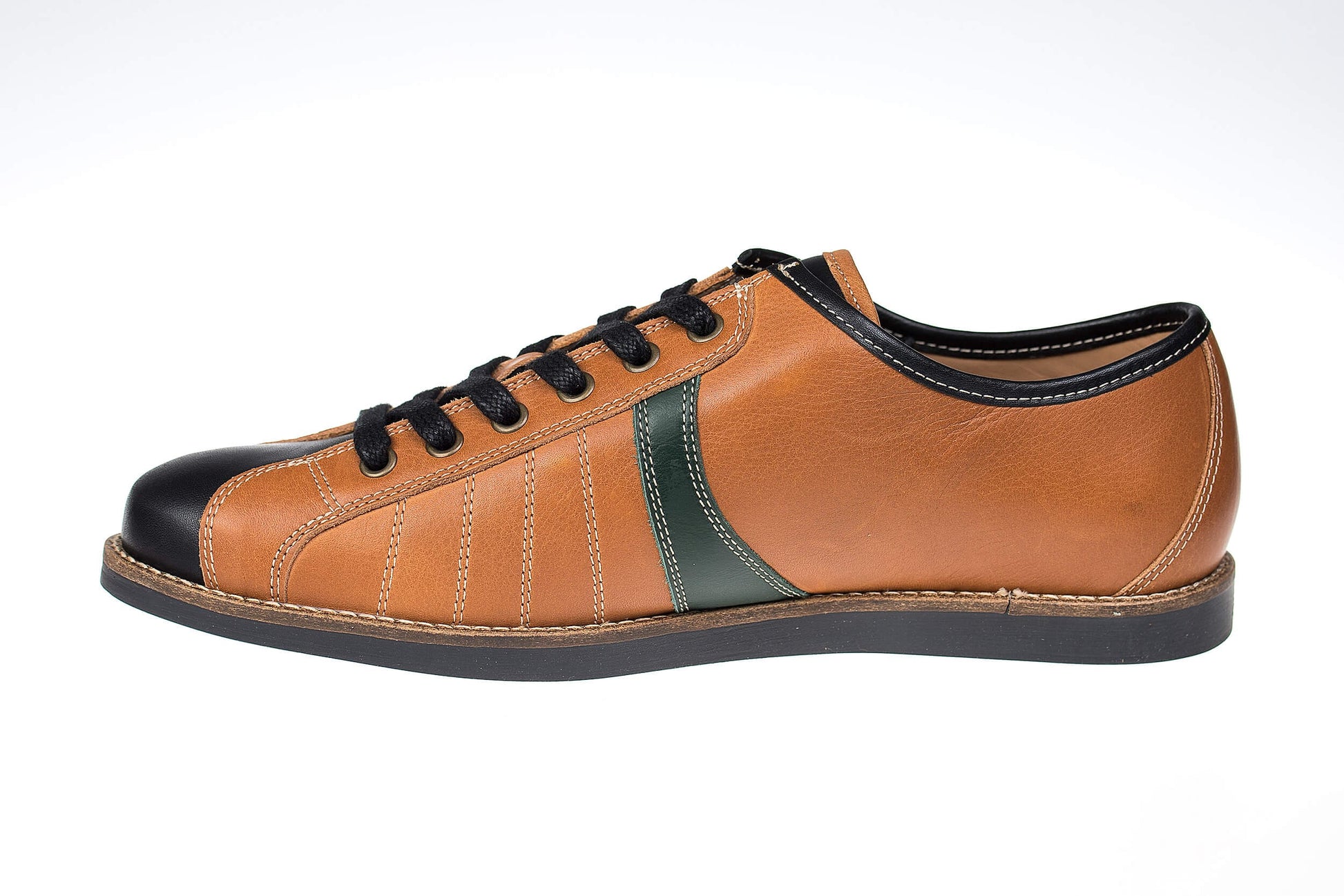 "The Bowler" braun/grün Leder Retro Sneaker