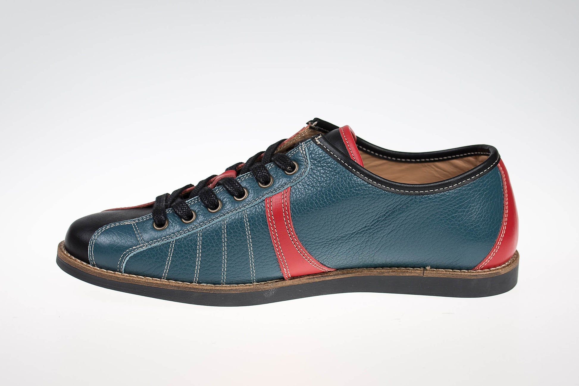Retro Sneaker Echtleder petrol_rot