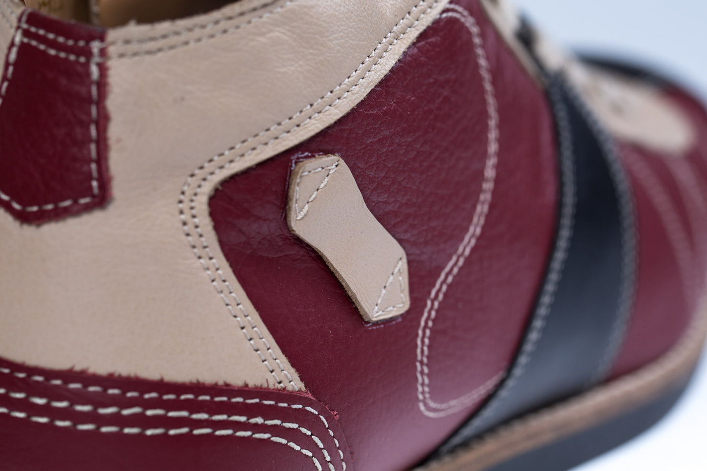 Genuine leather sneakers red-white-black