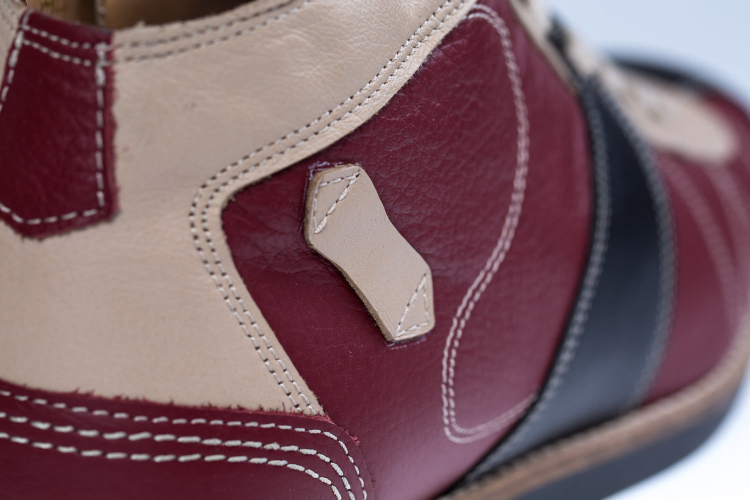 Genuine leather sneakers red-white-black
