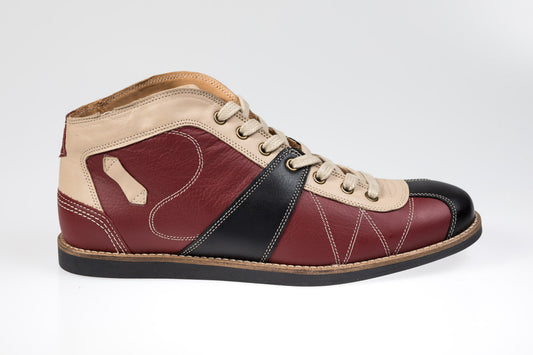 Leder Retro Sneaker "the Kicker" in rot/weiß/schwarz