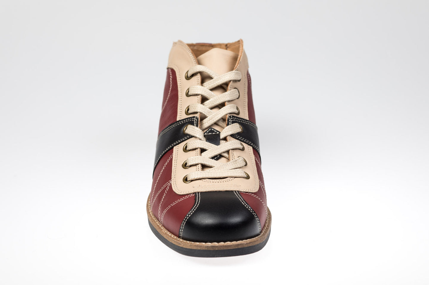 Leder Retro Sneaker "the Kicker" in rot/weiß/schwarz