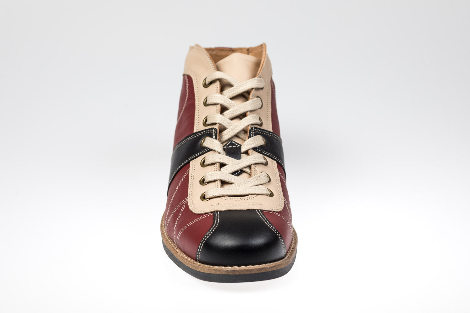 Leder Retro Sneaker "the Kicker" in rot/weiß/schwarz