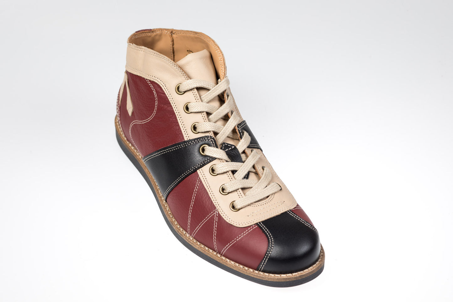 Leder Retro Sneaker "the Kicker" in rot/weiß/schwarz