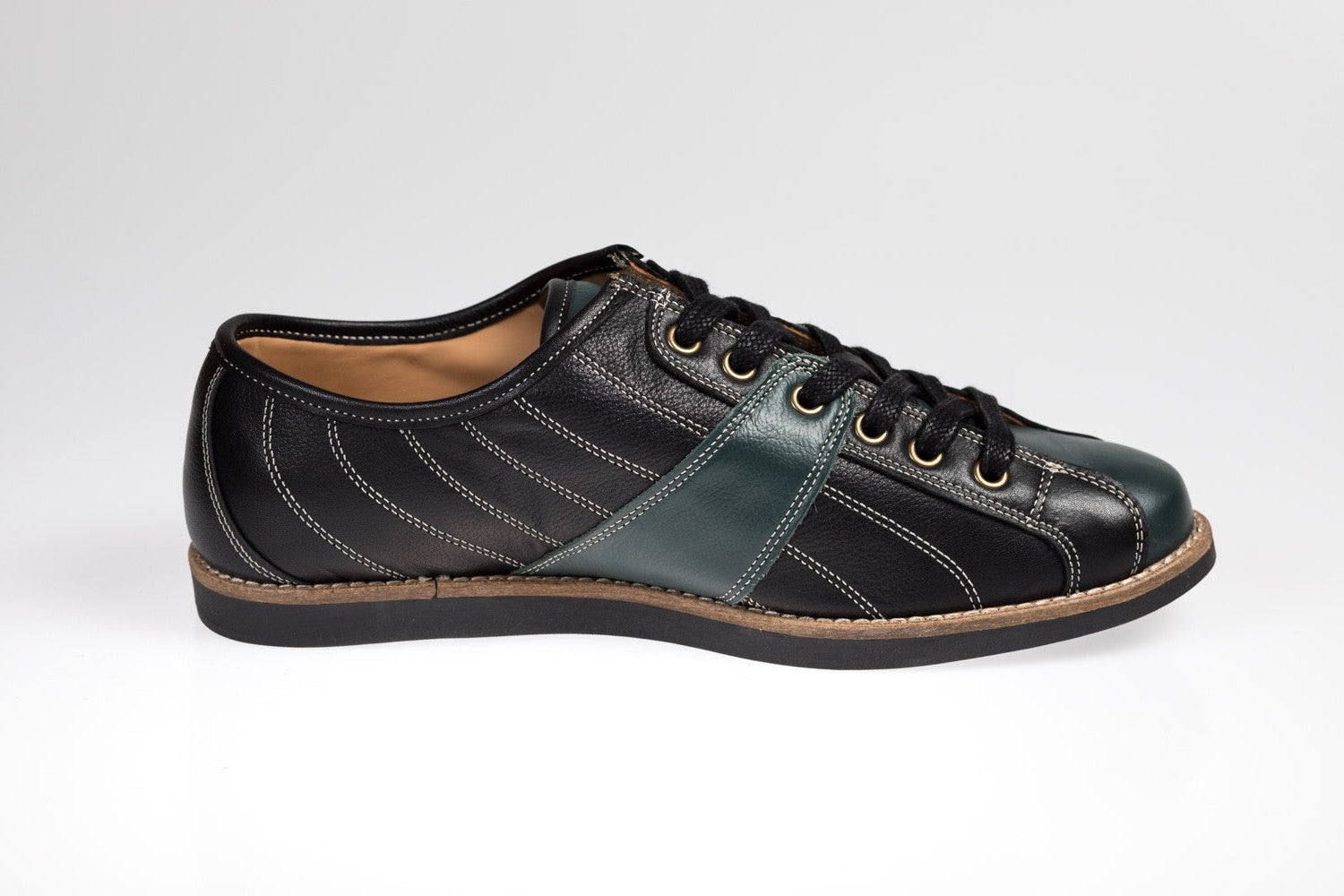 "The Bowler" Leder Retro Sneaker schwarz_grün