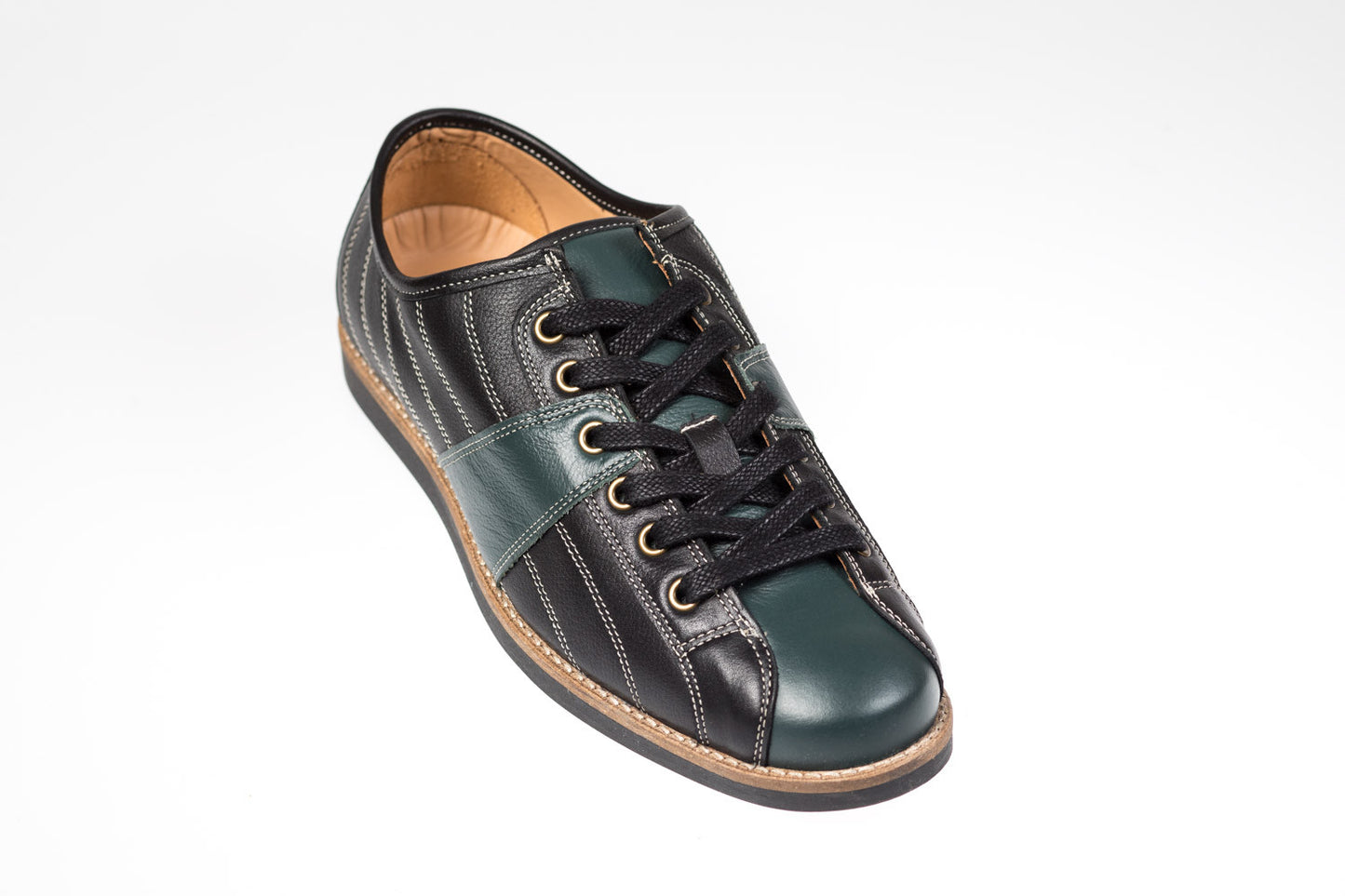 "The Bowler" Leder Retro Sneaker schwarz_grün