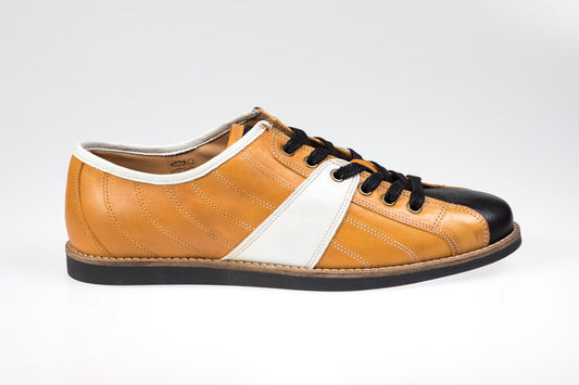 "The Bowler" - ochre/white/black