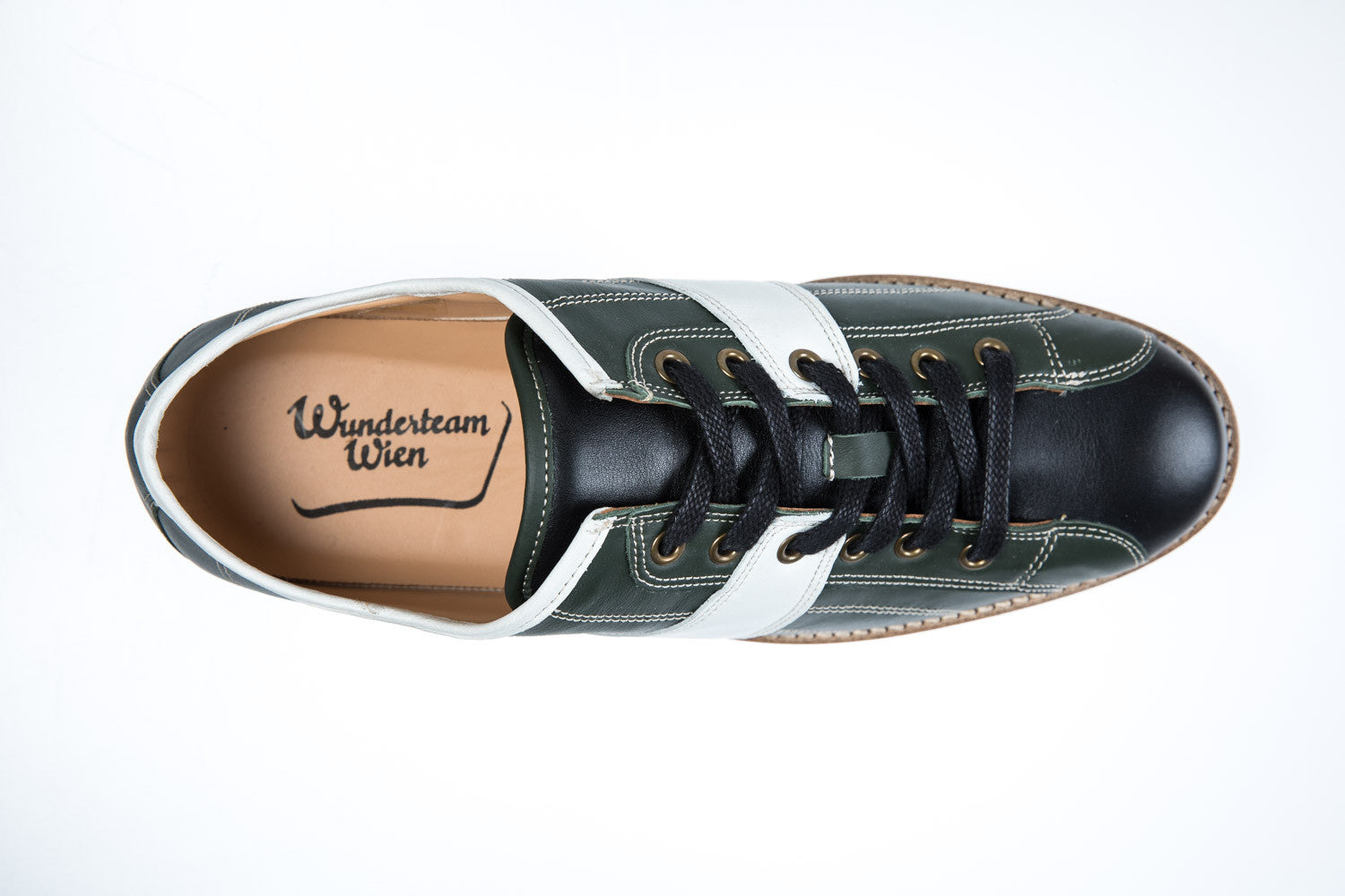 Retro Leder Sneaker_dunkelgrün_weiß_schwarz