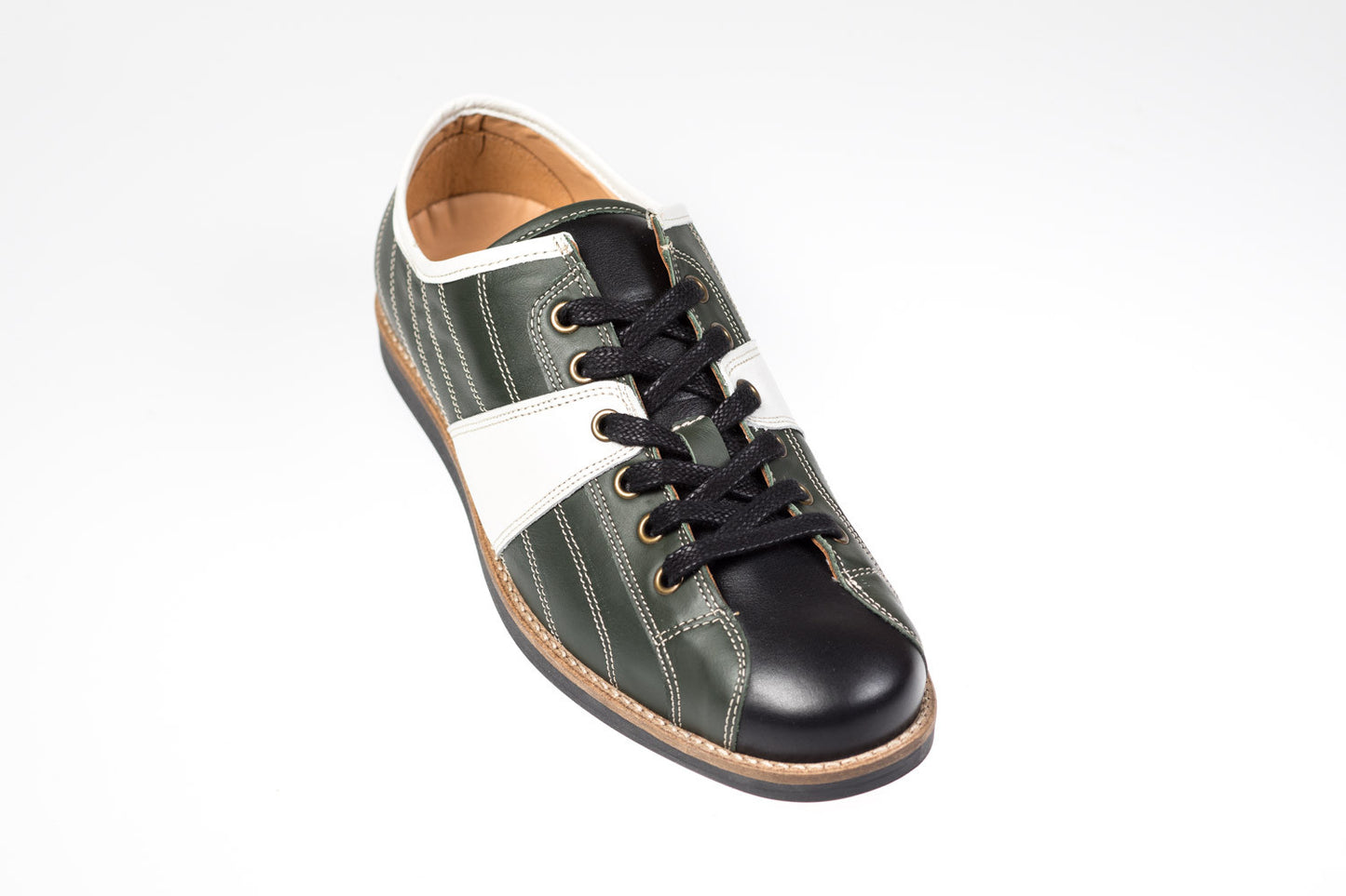 Retro Leder Sneaker_dunkelgrün_weiß_schwarz