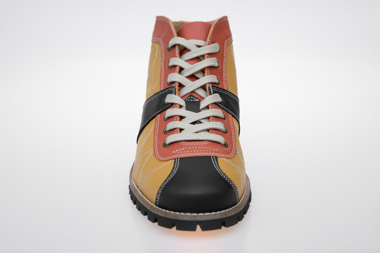 "The Kicker" Leder Retro Sneaker - senfgelb/orange/schwarz - Vibram®