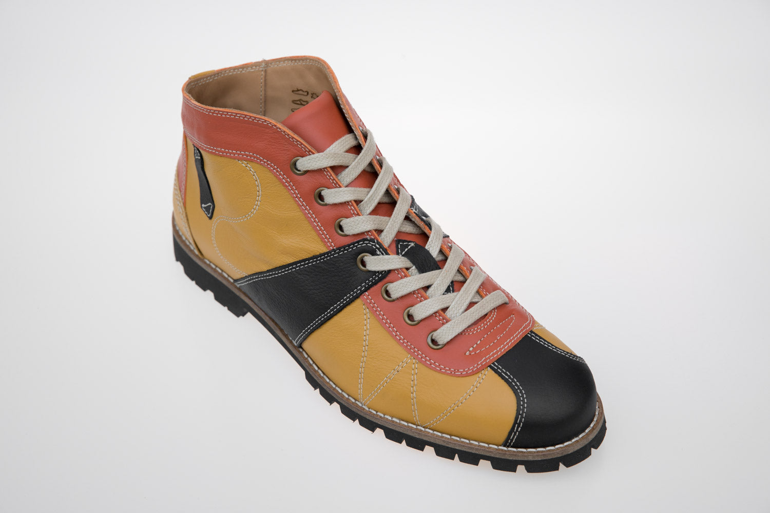 "The Kicker" Leder Retro Sneaker - senfgelb/orange/schwarz - Vibram®