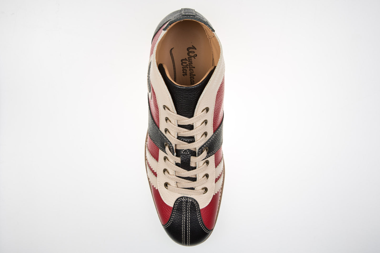 "The Racer" Retro Sneaker Leder_schwarz_rot_creme