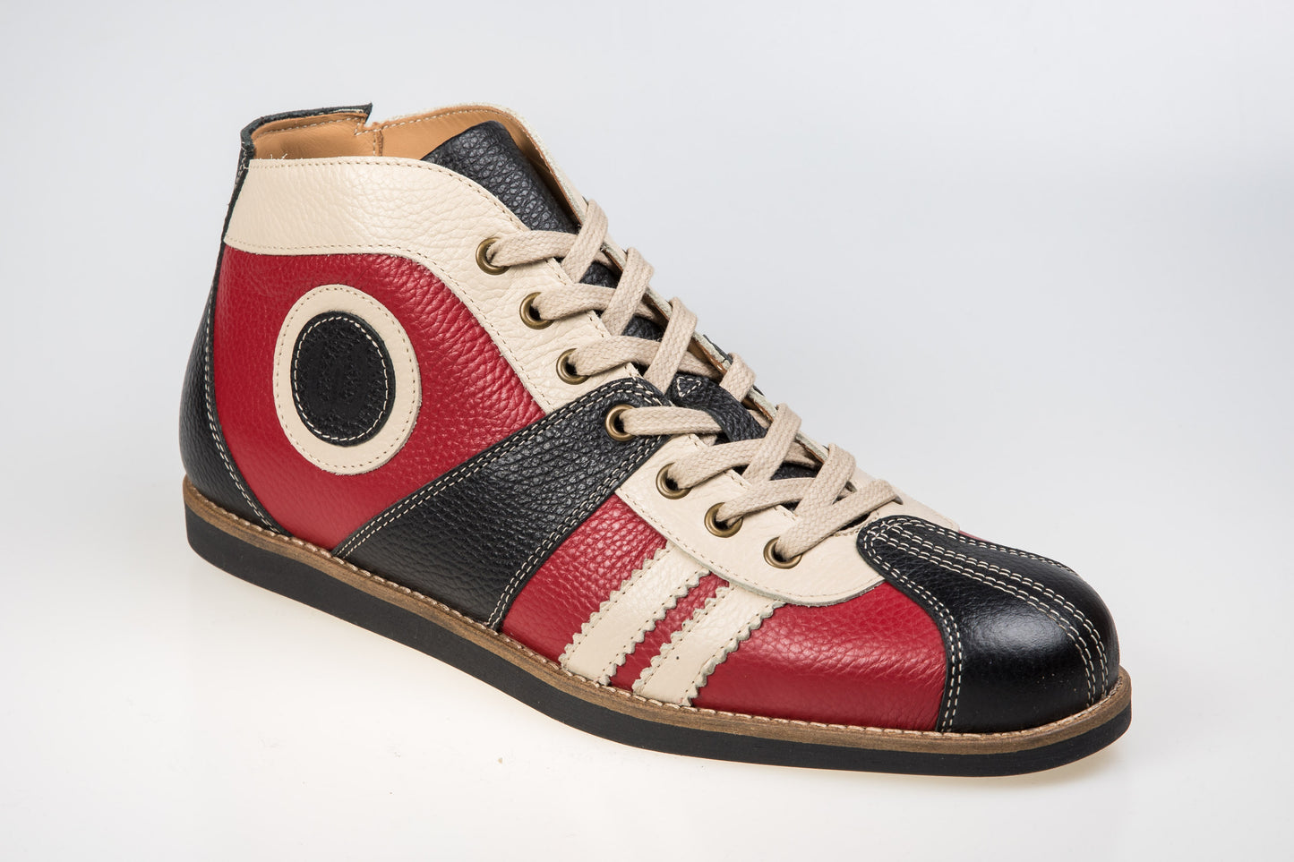 "The Racer" Retro Sneaker Leder_schwarz_rot_creme