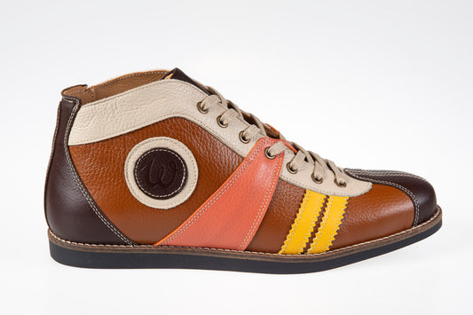 "The Racer" - brown/salmon/yellow
