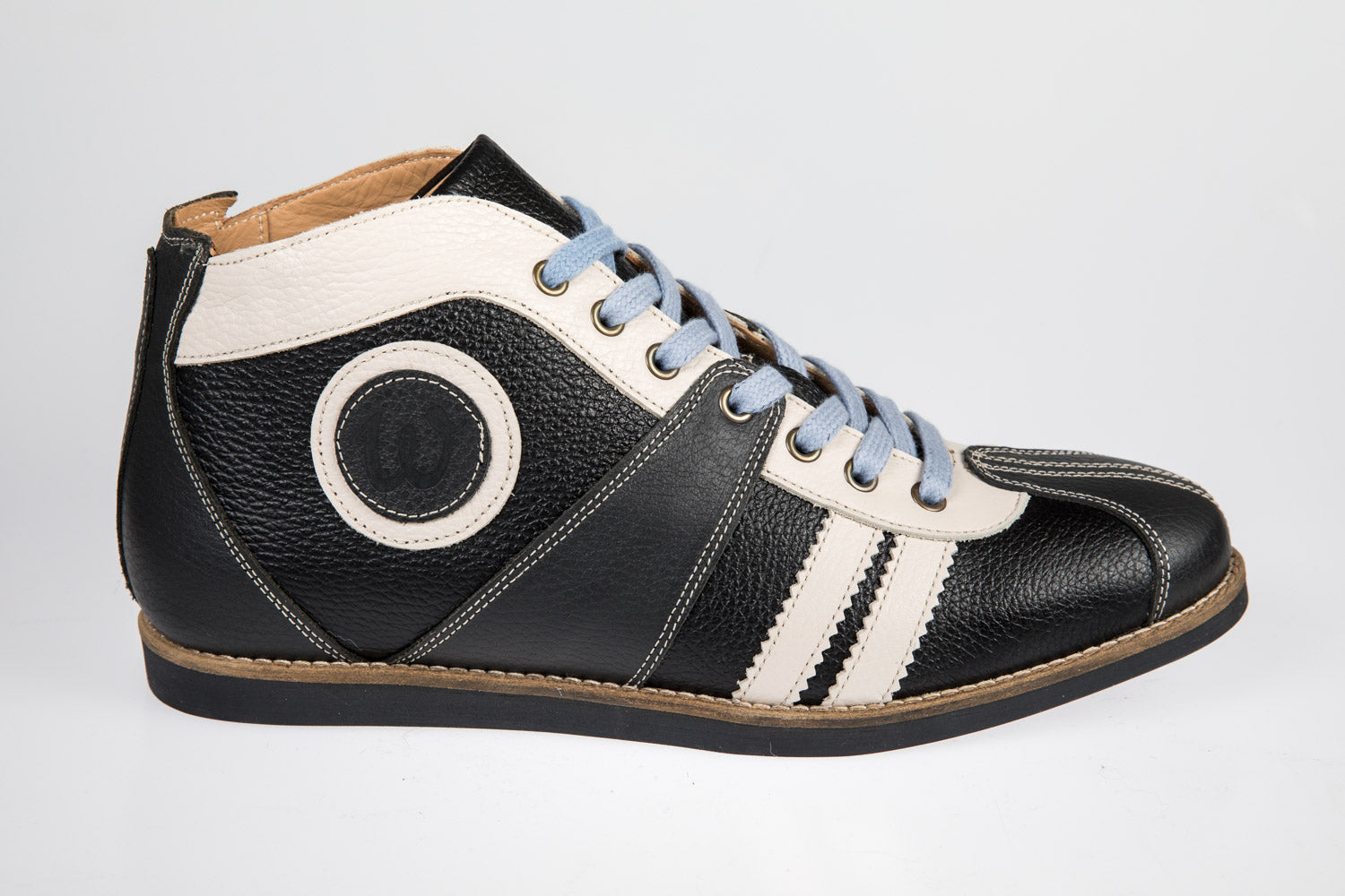 "The Racer" retro Leder Sneaker grau/schwarz/weiß