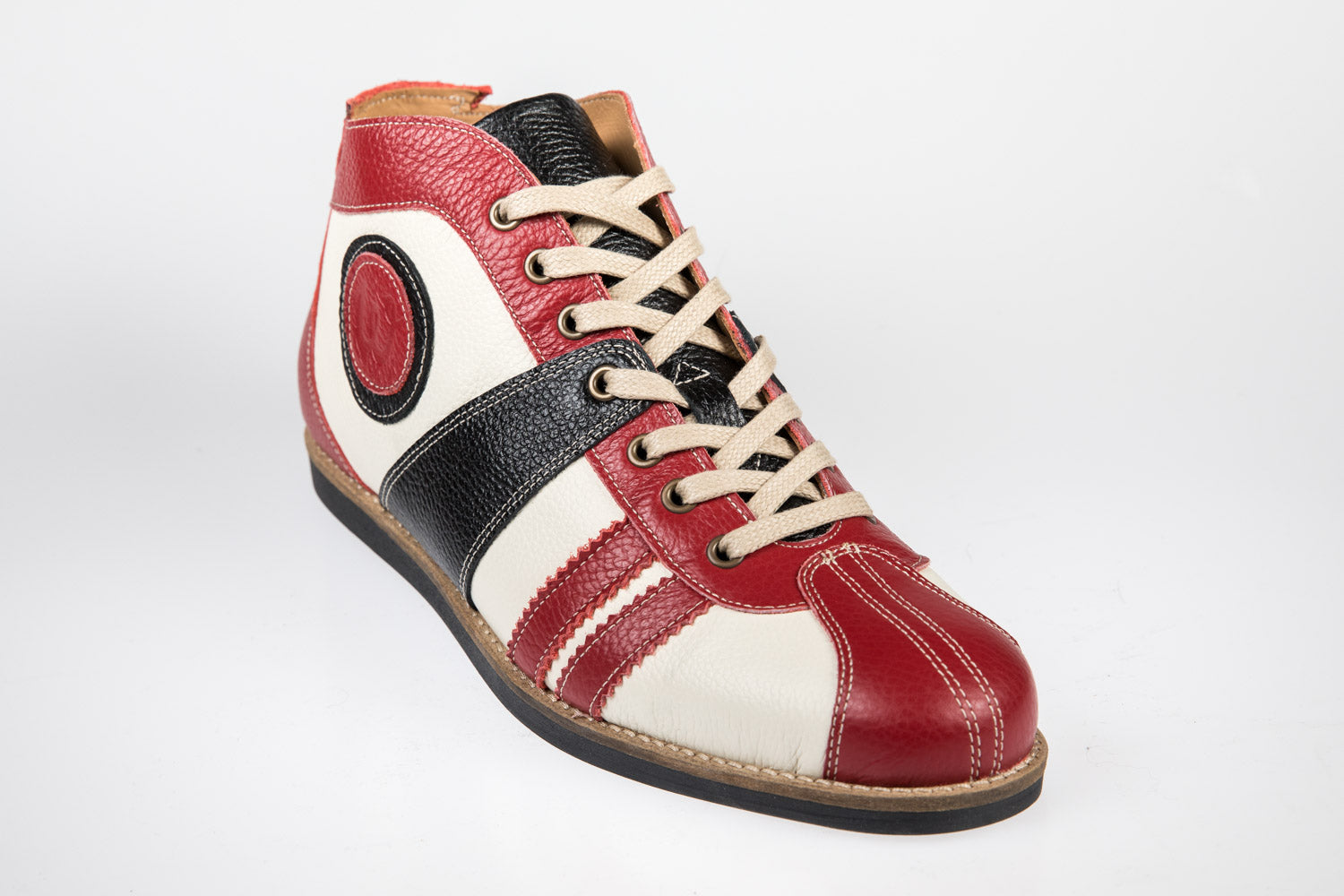 "The Racer" Retro  Leder Sneaker rot/weiß/schwarz