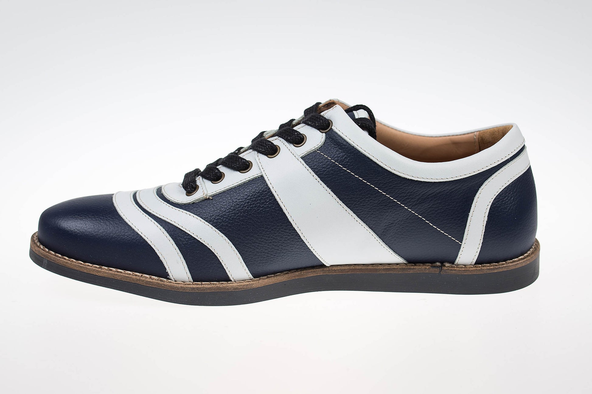 Retro Leder Sneaker blau_weiß