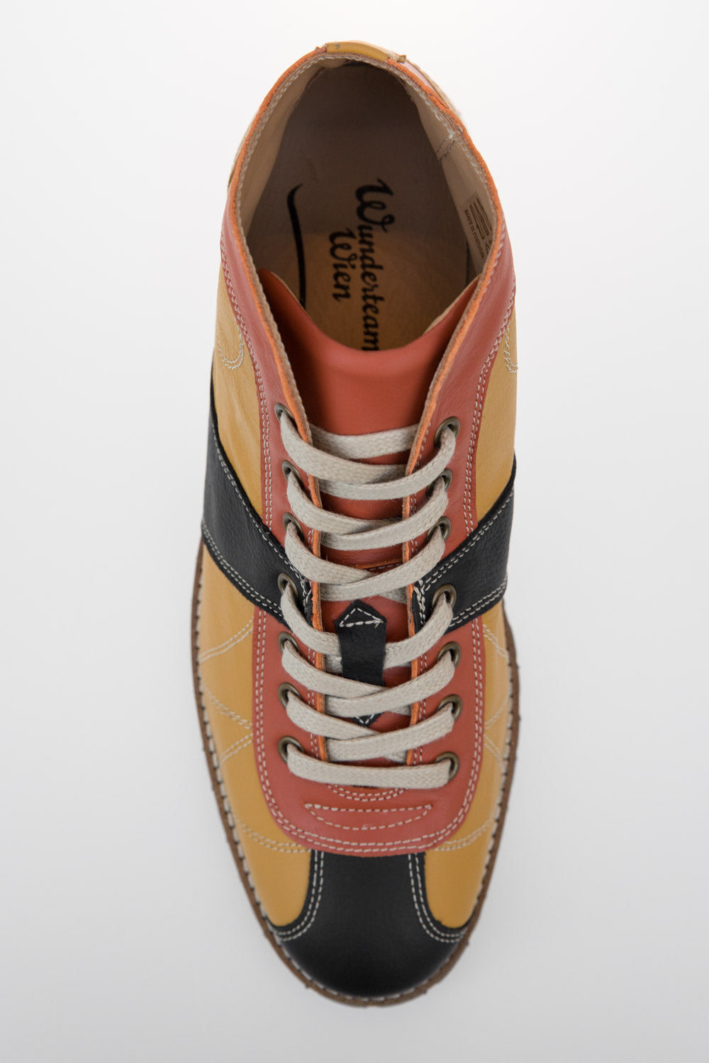 "The Kicker" Leder Retro Sneaker - senfgelb/orange/schwarz - Vibram®
