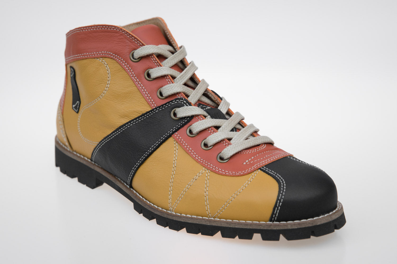 "The Kicker" Leder Retro Sneaker - senfgelb/orange/schwarz - Vibram®